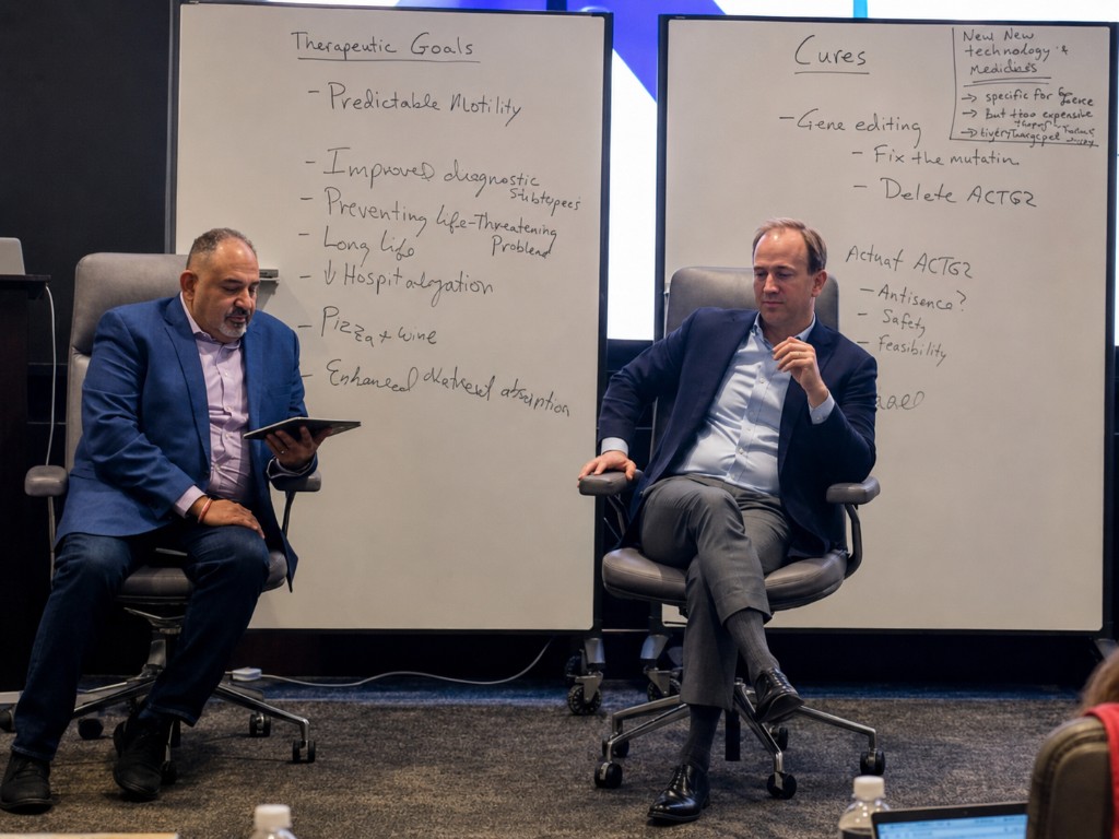 Dr. Youssef in a leadership discussion with therapeutic goals on a whiteboard